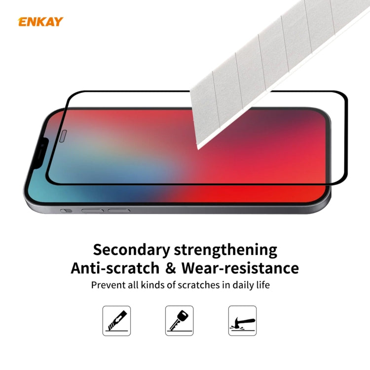 For iPhone 12 Pro Hat-Prince ENKAY ENK-PC0702 Liquid Silicone Straight Edge Shockproof Case + 0.26mm 9H 2.5D Full Glue Tempered Glass Film, For iPhone 12 Pro Max